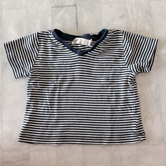 Monica + Andy Baby Boy’s Navy and White Striped V-neck Tee - Picture 1 of 5